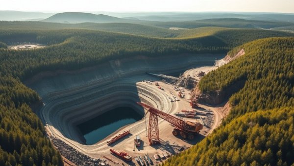 Aerial view of mining site amid forest for Davidson River uranium project expansion.