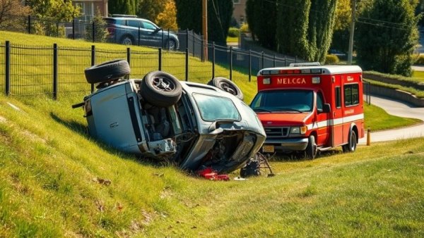 Car accident illustrating the effects of cannabis edibles and alcohol on driving.