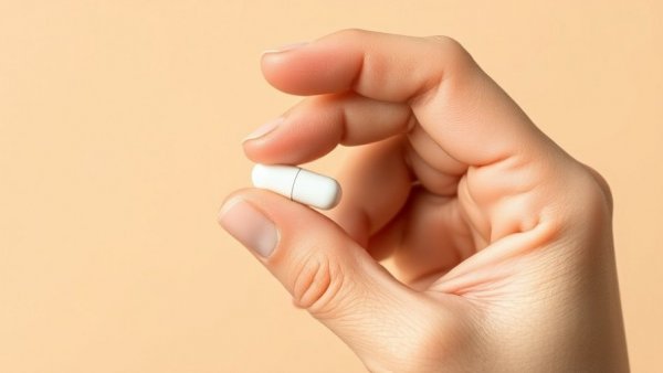 Close-up of a hand holding a pill related to methionine's role in kidney function.