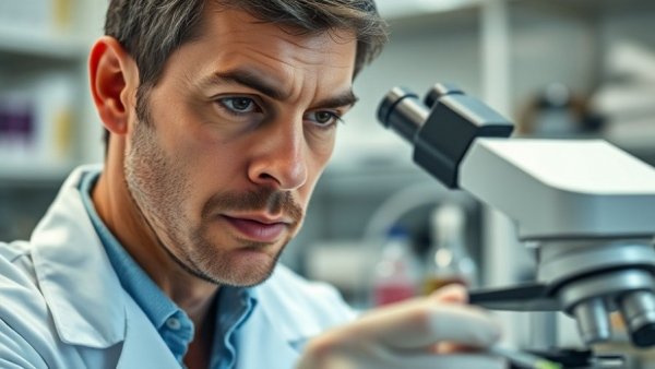 Researcher analyzing skin samples for cannabinoid-based melanoma treatment.
