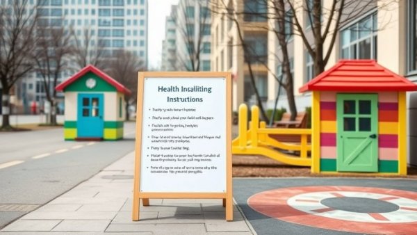 Healthcare sign about measles testing at Michigan facility, emphasizing vaccine policy.