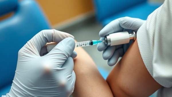 AI-designed universal coronavirus vaccine administered with advanced device.
