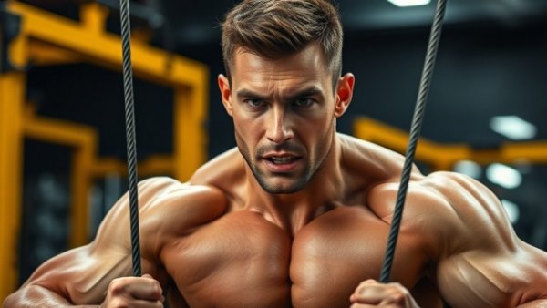 Man demonstrating Cable Chest Fly Technique in gym.