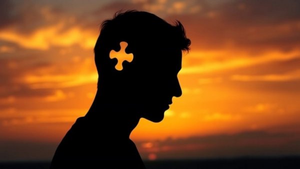Silhouette of a puzzle piece head against sunset, symbolizing brain chemical that helps you break bad habits.