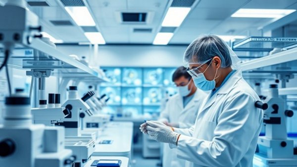 Advanced cell therapy research in modern lab with scientists in Canada.