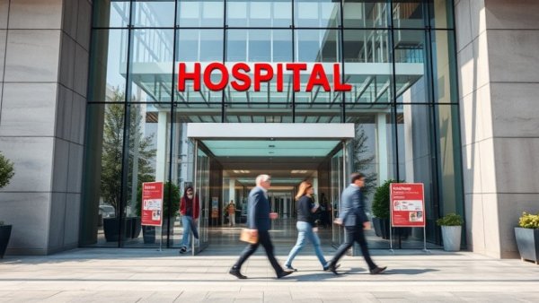Hospital entrance highlighting dynamics in physician group acquisitions.