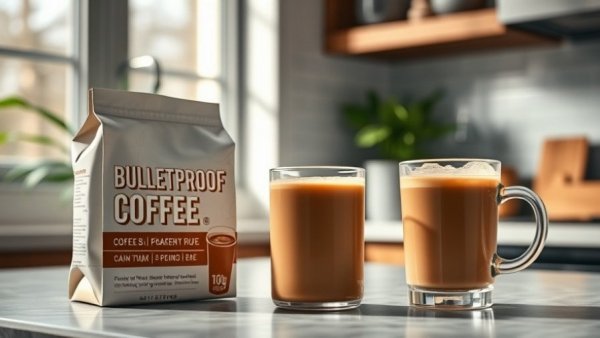 Creatine benefits showcased in Bulletproof coffee package.