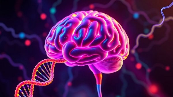 Alzheimer’s disease connection with cancer, brain and DNA link illustration.