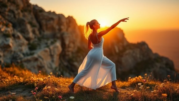 New Moon in Gemini rituals with dancer in sunset landscape.