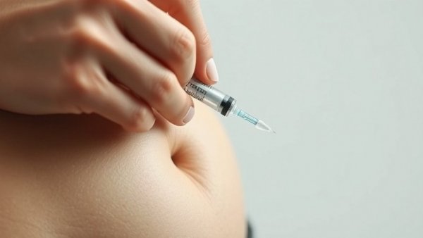 Close-up of person injecting GLP-1 weight loss drug in abdomen.