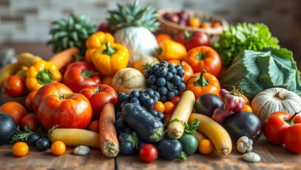 Eating for Immune Health Breakfast ingredients with fresh produce.