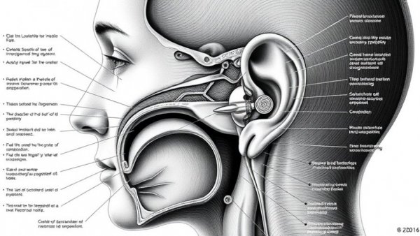 Detailed diagram of fully implanted cochlear implant inside ear.
