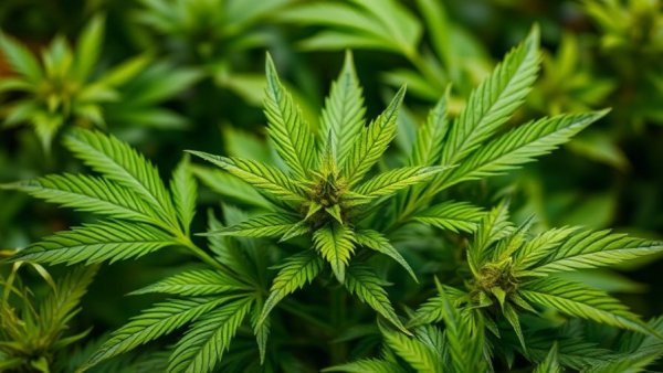 Cannabis plant foliage highlighting cannabis compound for pain relief.