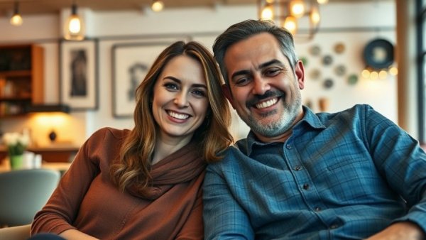 Talk Fusion Video Email concept with smiling individuals indoors.