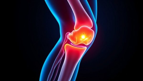 Medical illustration of knee showing genicular artery embolization effects.