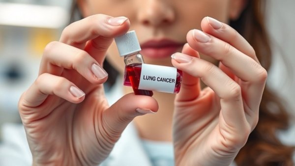 Close-up of hands holding vial for early-stage lung cancer blood test.