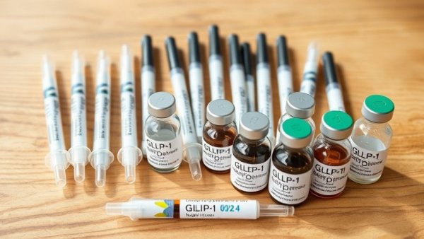 Assorted GLP-1 medications on a wooden surface highlighting Medicare GLP-1 Bridge access.
