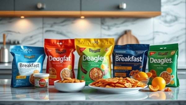 Innovative next-generation breakfast products displayed stylishly.