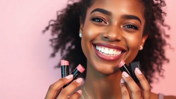 Joyful woman applying Mary Kay Special Edition Blush Sticks