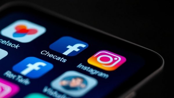 Close-up of smartphone screen with Instagram and Facebook apps.