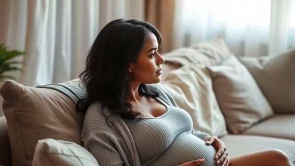 Reflective pregnant woman experiencing second pregnancy changes the brain.