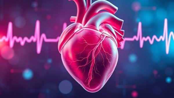 Futuristic digital heart illustration focusing on serotonin and heart valve disease