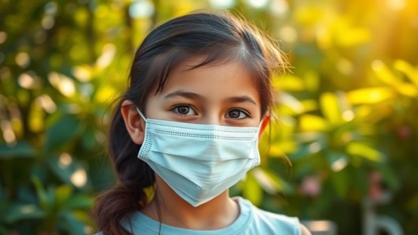 Young girl wearing a mask surrounded by greenery, OMB proposed rule community health