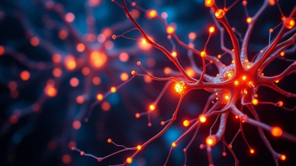 Detailed view of neural connections inside brain cells, Alzheimer's depiction