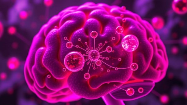 Futuristic depiction of sugar-coated nanoparticles targeting glioblastoma therapy in brain