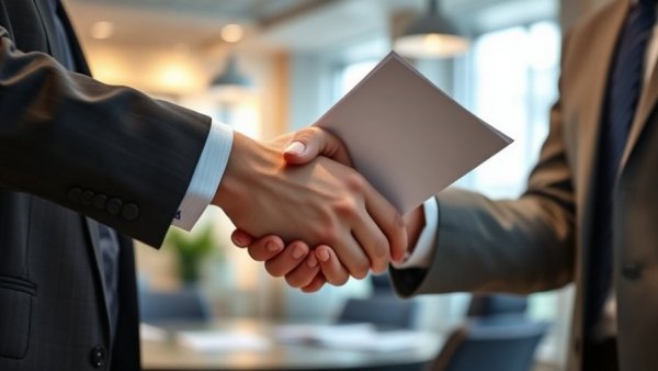 Professionals shaking hands over documents for At-Home Healthcare Solutions.