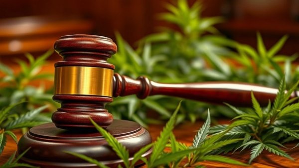 Gavel and hemp leaves depicting hemp regulation