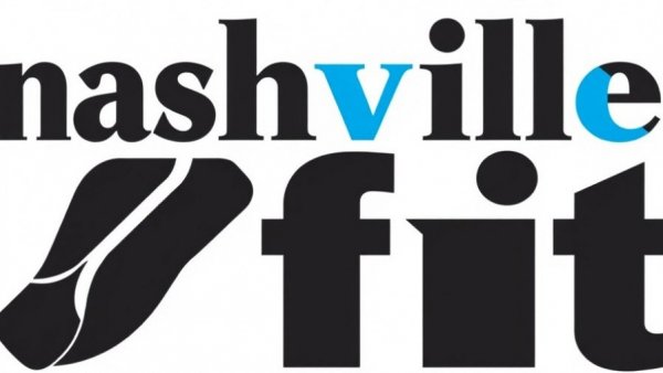 Nashville Fit Magazine logo, bold black and blue text