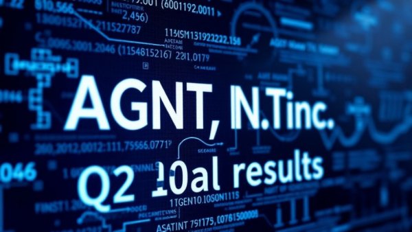 AGNT, Inc. Q2 2026 results display with digital patterns.