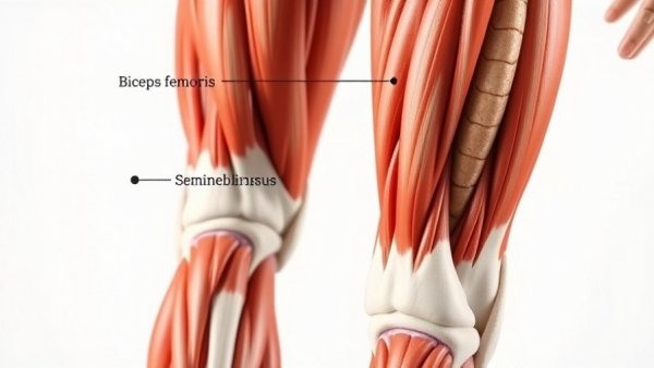 Nordic Hamstring Curl anatomy showing biceps femoris, semitendinosus, semimembranosus muscles.