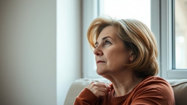 Contemplative woman reflecting on healthcare costs.