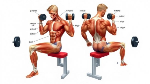 Anatomy of muscles used in dumbbell bench press technique