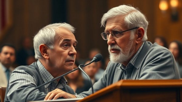 Elderly man speaking at formal event, focus on Trump Vaccine Cuts topic.