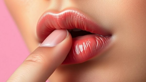 Close-up of lips highlighting menopause effects on oral health.