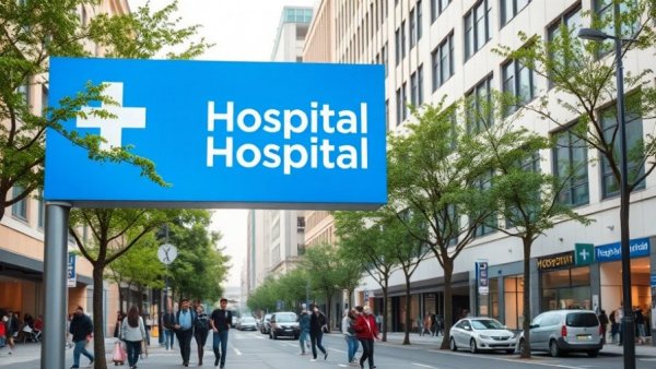 Hospital entrance sign reflecting nursing leadership changes