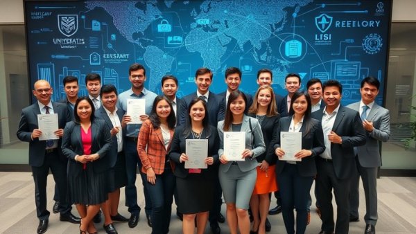 Professionals at India US technology collaboration event holding documents.