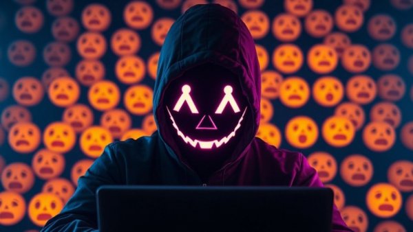 Mysterious digital figure surrounded by shocked emojis, OpenAI Hugging Face Hack.