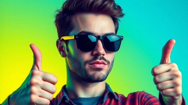 Pop art man in sunglasses with colorful background, prediction market betting theme.