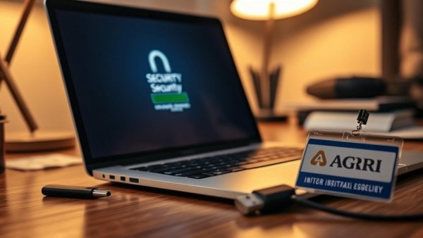 USB cybersecurity vulnerability on a desk with laptop and ID badge