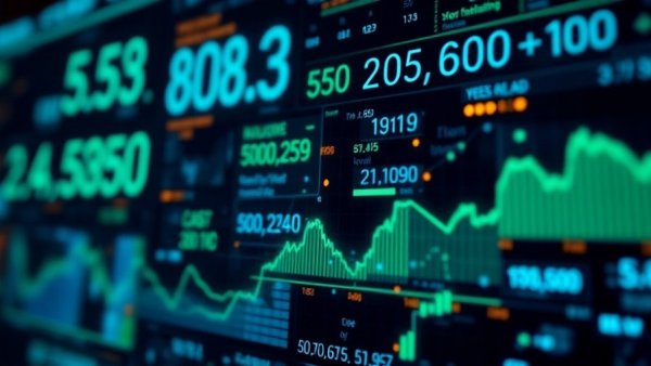 Abstract finance depiction with numbers and graphs for cash flow.
