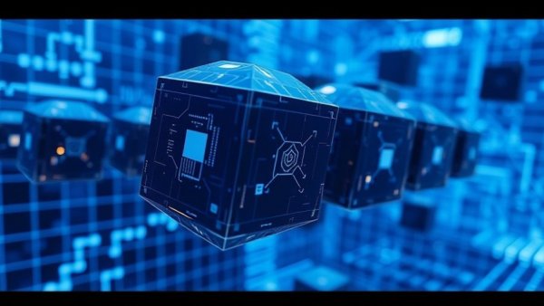 Futuristic digital cubes symbolizing quantum computing challenges.