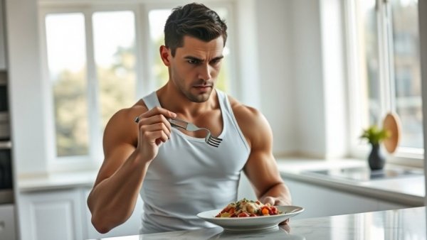 Fit man puzzled by small meal in modern kitchen