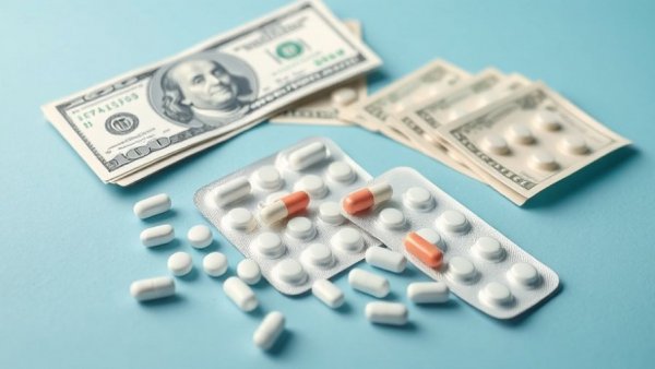 Pills and money symbolize vertical integration in healthcare