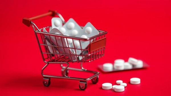 Mini shopping cart with pills highlights hospital price transparency compliance.
