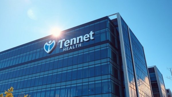 Tenet Health building reflecting sunlight, Conifer layoffs healthcare staffing.