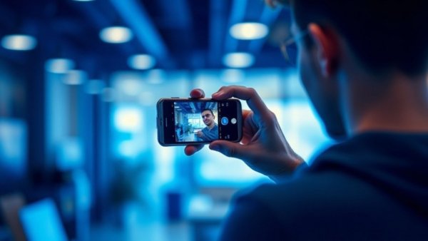 Influencer recording with smartphone for personal branding